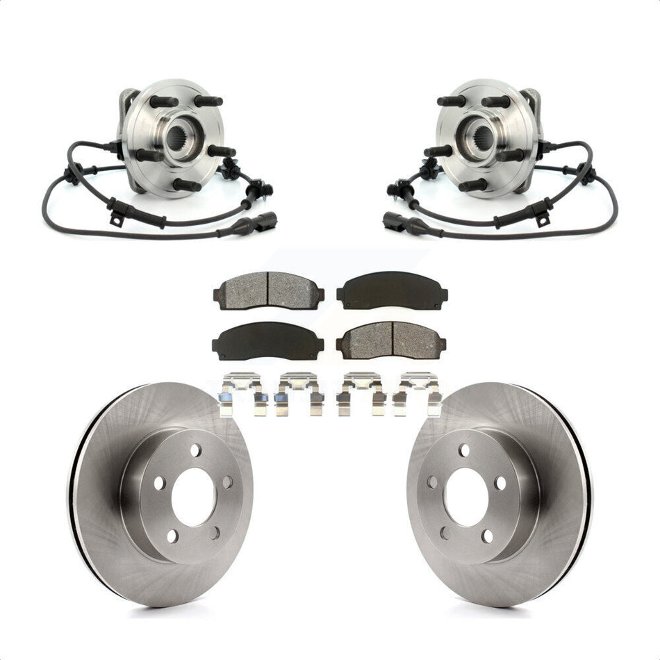 Front Hub Bearing Assembly With Disc Brake Rotors And Semi-Metallic Pads Kit For 2003 Ford Ranger 4WD 286mm Diameter Rotor KBB-105913