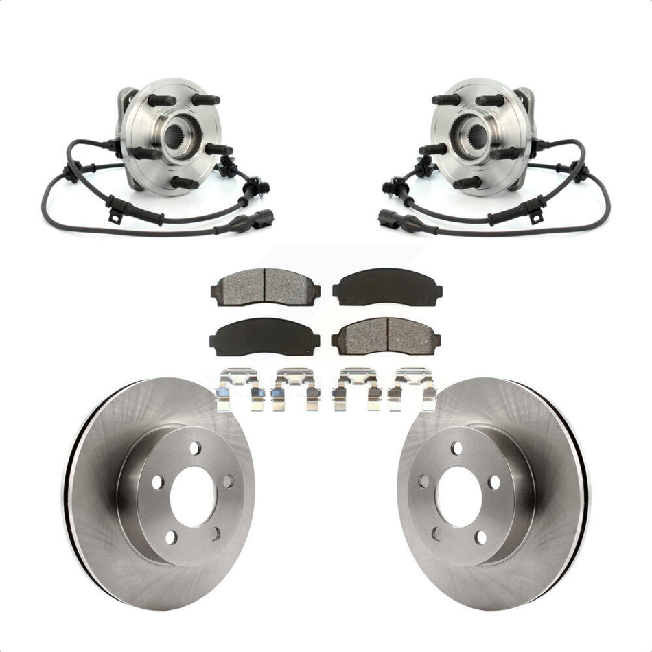 Front Hub Bearing Assembly With Disc Brake Rotors And Semi-Metallic Pads Kit For 2003 Ford Ranger 4WD 286mm Diameter Rotor KBB-105913