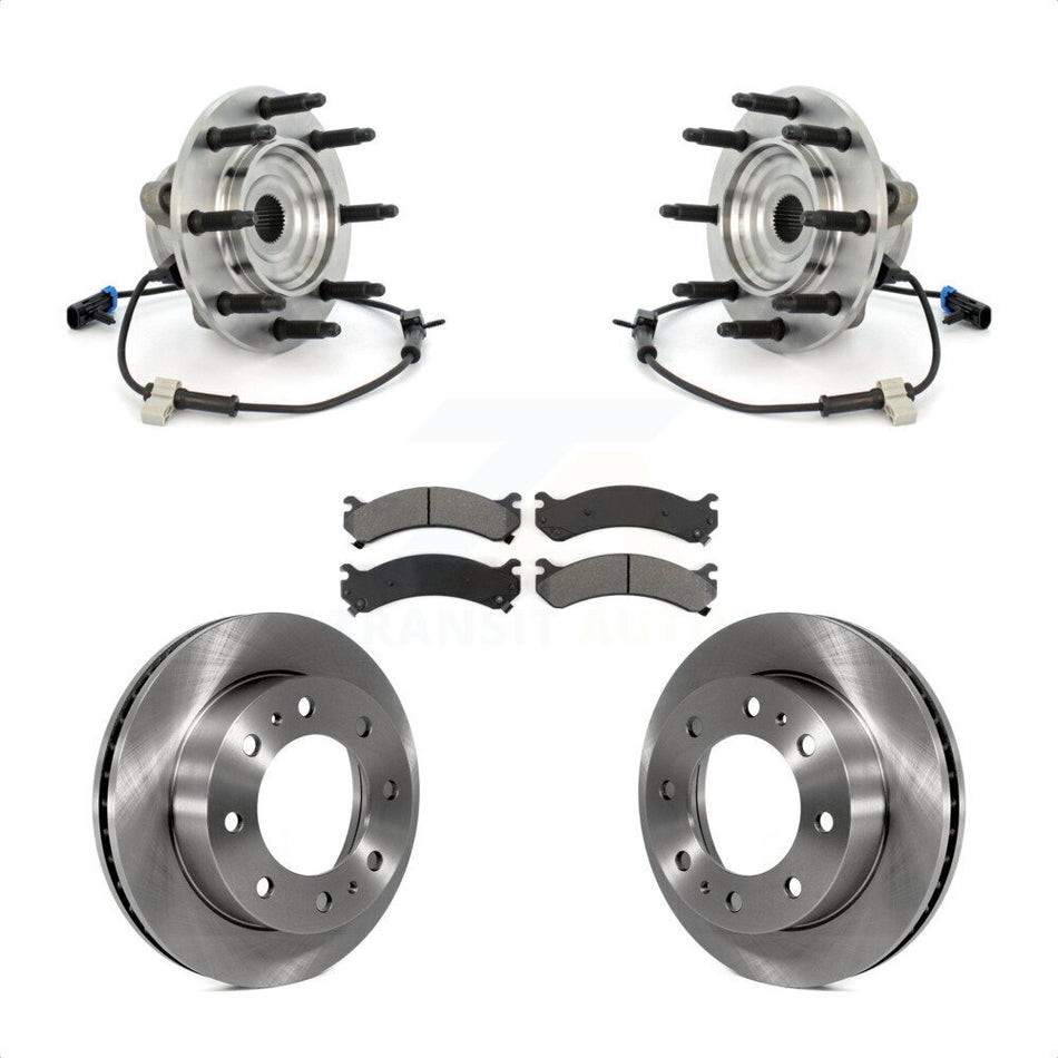 Front Hub Bearing Assembly Disc Brake Rotors And Semi-Metallic Pads Kit For Chevrolet Silverado 2500 HD GMC Sierra Hummer H2 Classic 1500 3500 Suburban Yukon XL Avalanche KBB-105920