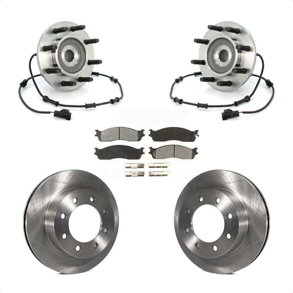 Front Hub Bearing Assembly With Disc Brake Rotors And Semi-Metallic Pads Kit For 2003-2005 Dodge Ram 2500 3500 4WD KBB-105926