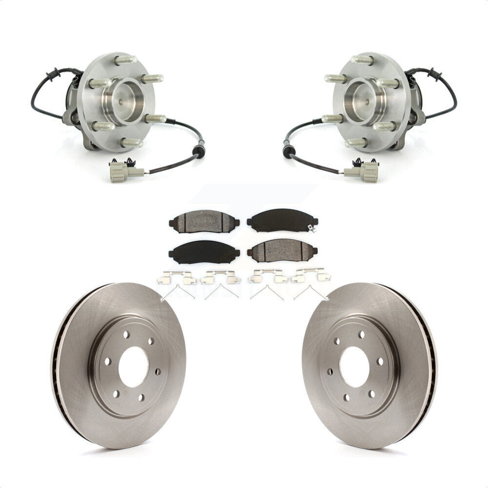 Front Hub Bearing Assembly With Disc Brake Rotors And Semi-Metallic Pads Kit For Nissan Frontier Suzuki Equator RWD with 2.5L KBB-105928