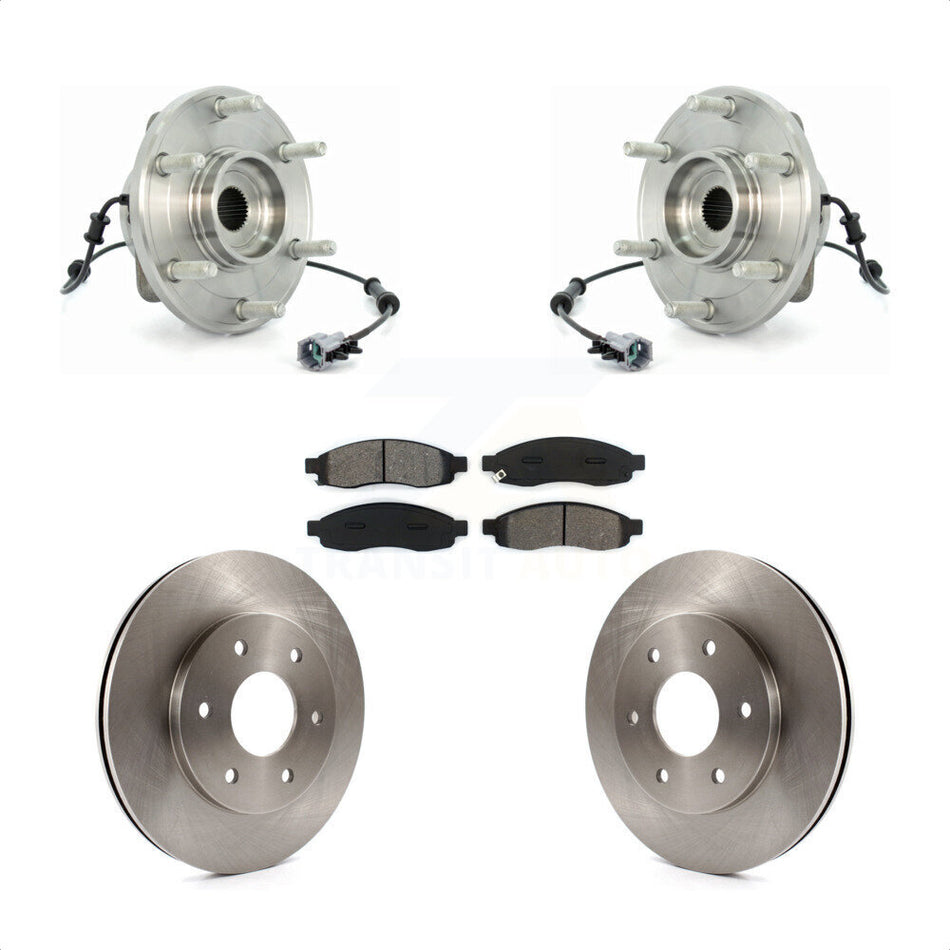 Front Hub Bearing Assembly With Disc Brake Rotors And Semi-Metallic Pads Kit For Nissan Titan Pathfinder Armada INFINITI QX56 TITAN KBB-105936