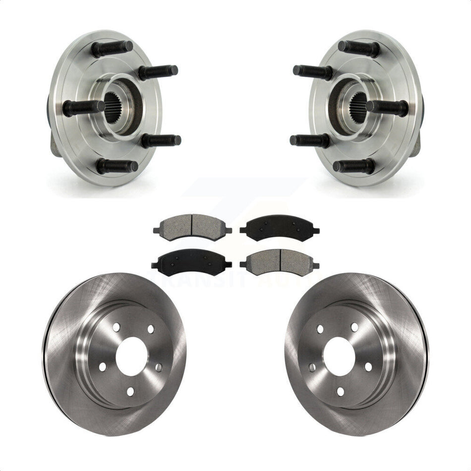 Front Hub Bearing Assembly With Disc Brake Rotors And Semi-Metallic Pads Kit For Dodge Ram 1500 5 Lug Wheels KBB-105944