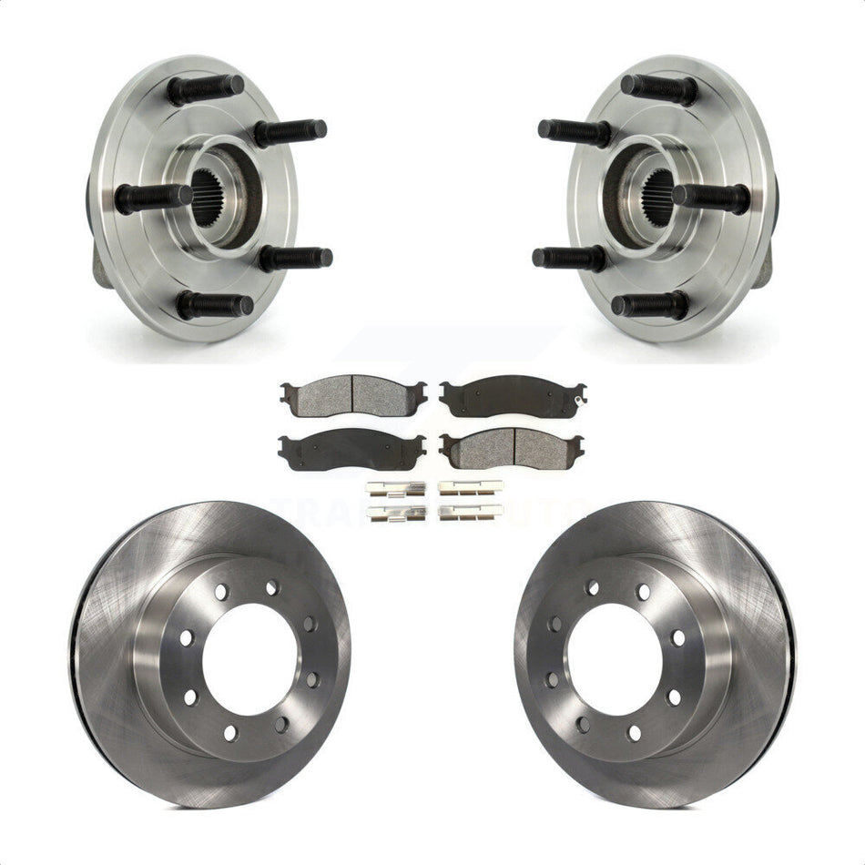 Front Hub Bearing Assembly With Disc Brake Rotors And Semi-Metallic Pads Kit For 2007-2008 Dodge Ram 1500 Extended Crew Cab Pickup with 2-Wheel ABS 5 Lug Wheels KBB-105946