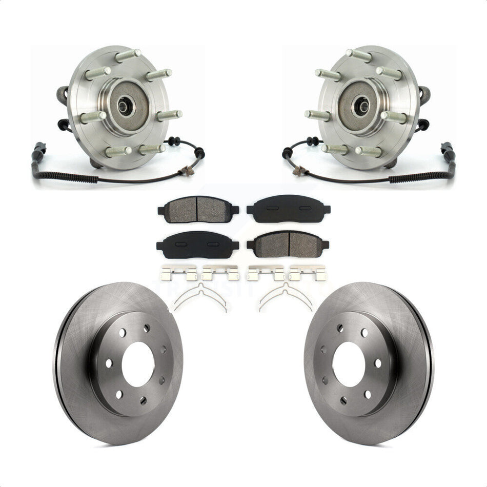 Front Hub Bearing Assembly With Disc Brake Rotors And Semi-Metallic Pads Kit For Ford F-150 4WD KBB-105951