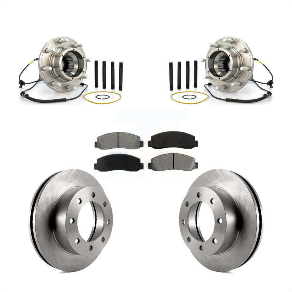 Front Hub Bearing Assembly With Disc Brake Rotors And Semi-Metallic Pads Kit For Ford F-250 Super Duty Dual Rear Wheels KBB-105956