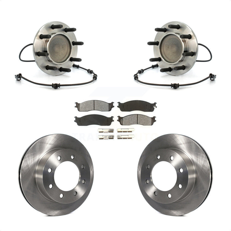 Front Hub Bearing Assembly With Disc Brake Rotors And Semi-Metallic Pads Kit For 2003-2005 Dodge Ram 2500 3500 RWD KBB-105964