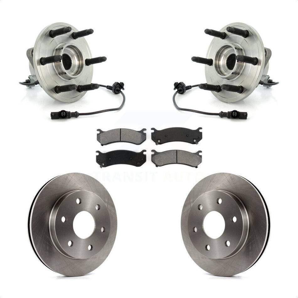 Front Hub Bearing Assembly With Disc Brake Rotors And Semi-Metallic Pads Kit For 2007 Chevrolet Silverado 1500 LT LTZ with 4WD rear brakes KBB-105972