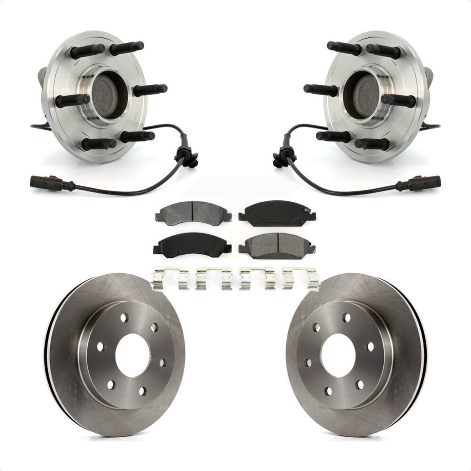 Front Hub Bearing Assembly With Disc Brake Rotors And Semi-Metallic Pads Kit For 2007 GMC Sierra 1500 SLT SLE with RWD rear brakes KBB-105976