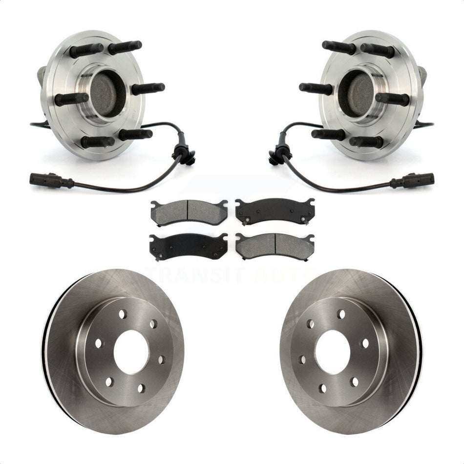 Front Hub Bearing Assembly With Disc Brake Rotors And Semi-Metallic Pads Kit For 2007 Chevrolet Silverado 1500 LT LTZ with RWD rear brakes KBB-105977