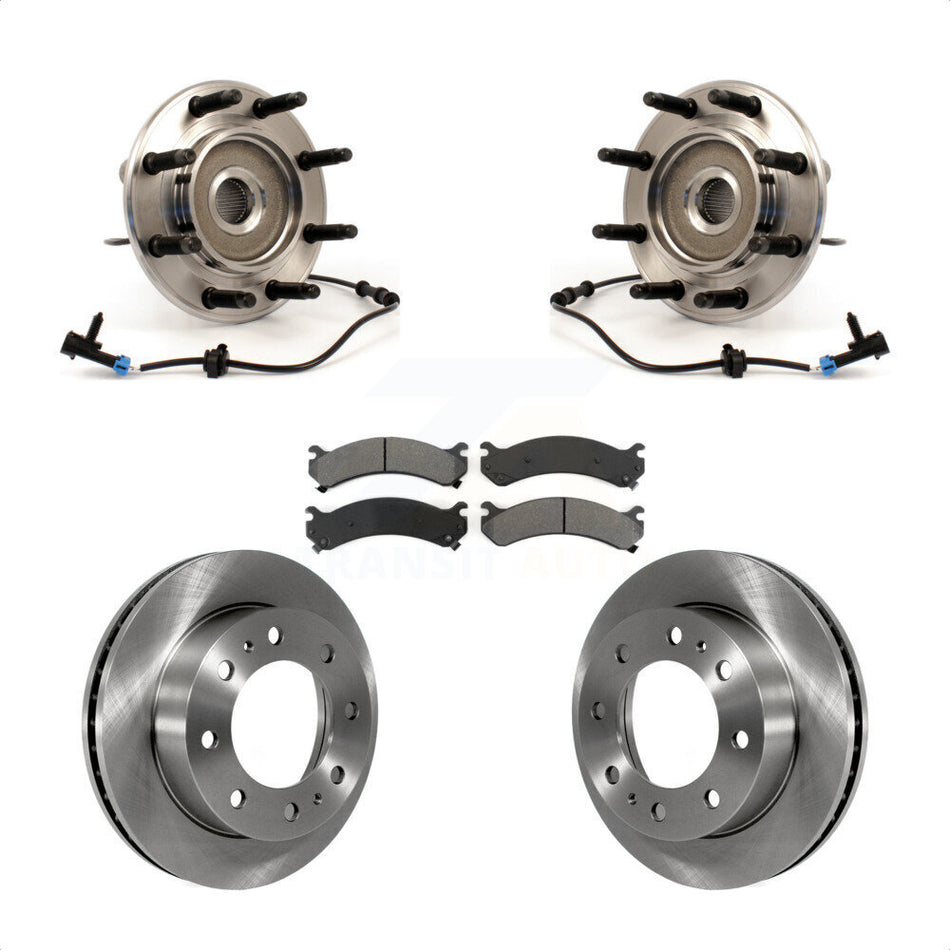 Front Hub Bearing Assembly With Disc Brake Rotors And Semi-Metallic Pads Kit For Chevrolet Silverado 2500 HD GMC Sierra Suburban Hummer H2 Yukon XL KBB-105981