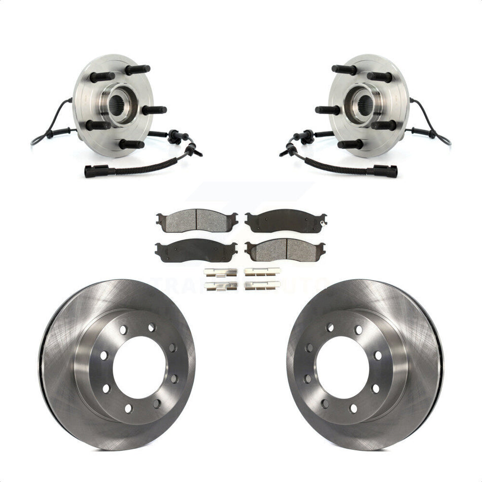 Front Hub Bearing Assembly With Disc Brake Rotors And Semi-Metallic Pads Kit For 2007-2008 Dodge Ram 1500 Extended Crew Cab Pickup with 4-Wheel ABS 5 Lug Wheels KBB-105985