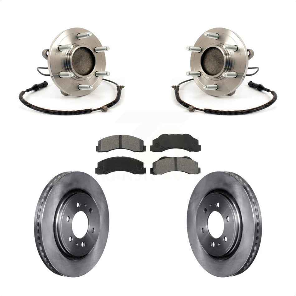 Front Hub Bearing Assembly With Disc Brake Rotors And Semi-Metallic Pads Kit For 2010 Ford F-150 RWD 6 Lug Wheels Without Heavy Duty Payload Package KBB-105987