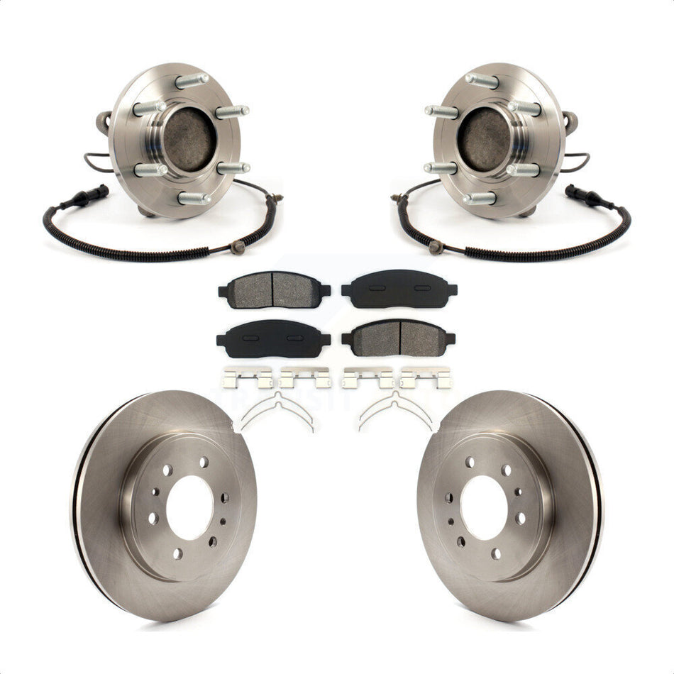 Front Hub Bearing Assembly With Disc Brake Rotors And Semi-Metallic Pads Kit For 2009 Ford F-150 RWD 6 Lug Wheels Without Heavy Duty Payload Package KBB-105988