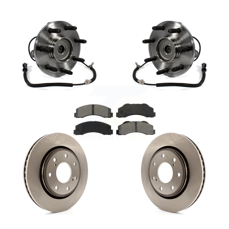 Front Hub Bearing Assembly With Disc Brake Rotors And Semi-Metallic Pads Kit For Ford F-150 7 Lug Wheels Heavy Duty Payload Package KBB-105990