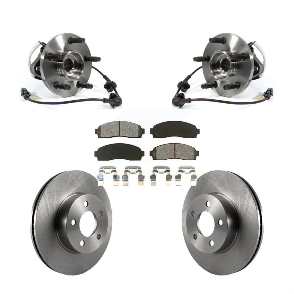 Front Hub Bearing Assembly With Disc Brake Rotors And Semi-Metallic Pads Kit For Ford Ranger Mazda B4000 Square Connector 4WD KBB-105999