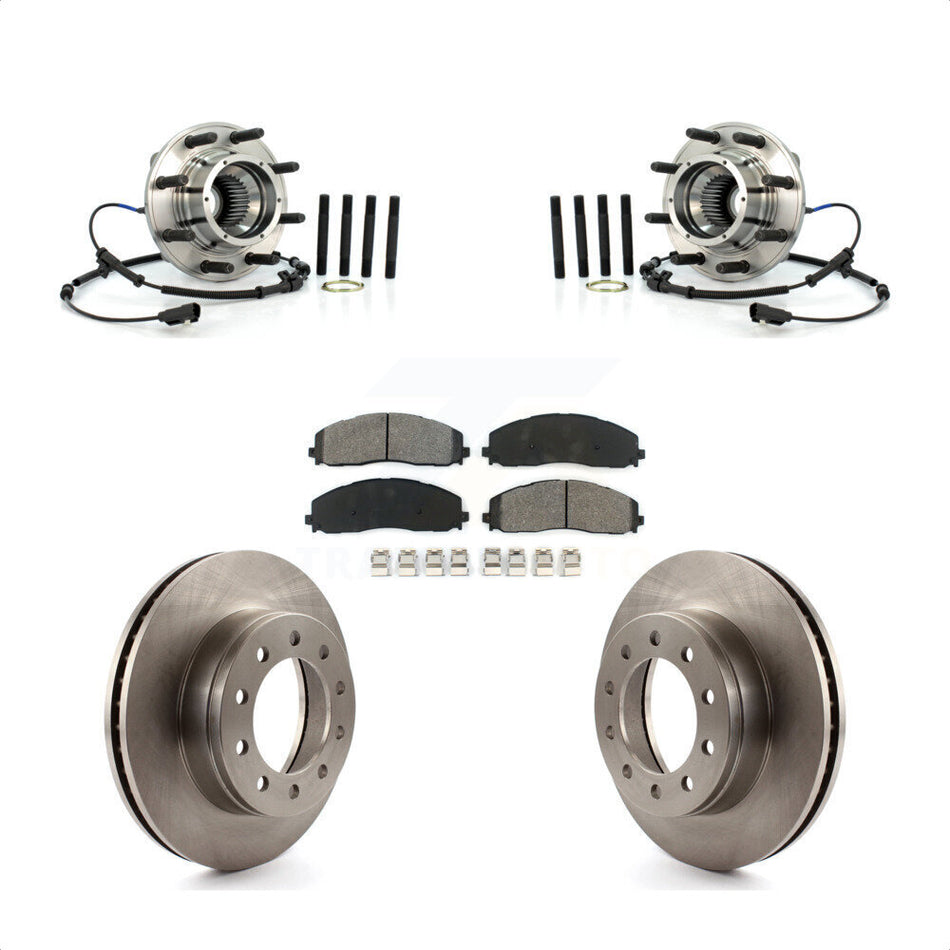 Front Hub Bearing Assembly With Disc Brake Rotors And Semi-Metallic Pads Kit For 2013 Ford F-250 Super Duty 4WD Wide Frame Vehicle KBB-106002