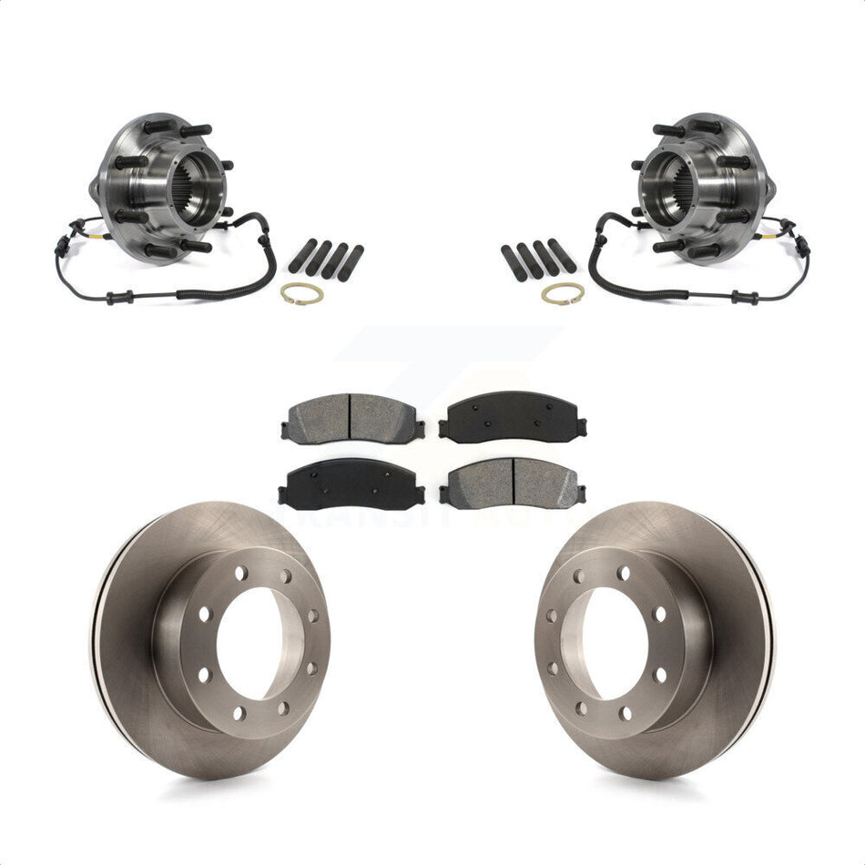 Front Hub Bearing Assembly With Disc Brake Rotors And Semi-Metallic Pads Kit For 2012 Ford F-350 Super Duty 4WD Dual Rear Wheels KBB-106004