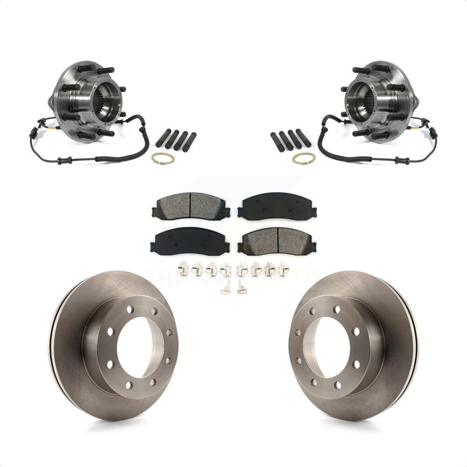 Front Hub Bearing Assembly With Disc Brake Rotors And Semi-Metallic Pads Kit For 2011 Ford F-350 Super Duty 4WD Dual Rear Wheels KBB-106005