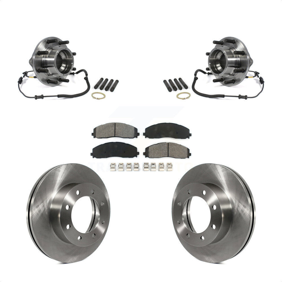 Front Hub Bearing Assembly With Disc Brake Rotors And Semi-Metallic Pads Kit For 2014 Ford F-350 Super Duty 4WD Dual Rear Wheels KBB-106007