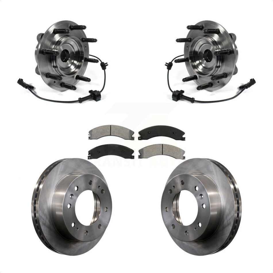 Front Hub Bearing Assembly With Disc Brake Rotors And Semi-Metallic Pads Kit For Chevrolet Silverado 2500 HD GMC Sierra 3500 4WD KBB-106014