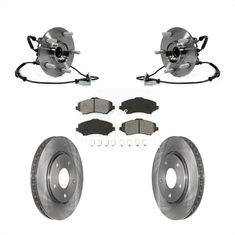 Front Hub Bearing Assembly With Disc Brake Rotors And Pads Kit For Dodge Grand Caravan Chrysler Town & Country Ram C/V Volkswagen Routan Single Piston Caliper KBB-106016