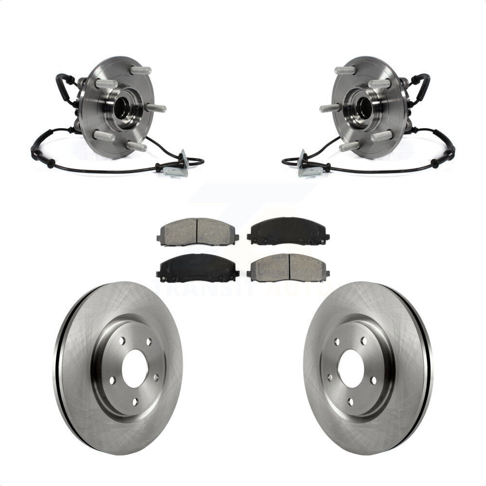 Front Hub Bearing Assembly With Disc Brake Rotors And Semi-Metallic Pads Kit For Dodge Grand Caravan Chrysler Town & Country Ram C/V Volkswagen Routan KBB-106019