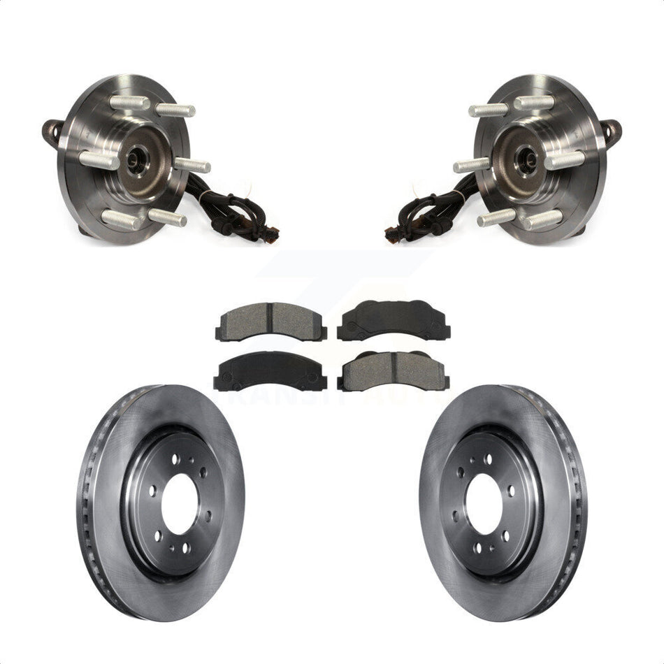 Front Hub Bearing Assembly With Disc Brake Rotors And Semi-Metallic Pads Kit For 2015-2017 Ford F-150 4WD KBB-106030