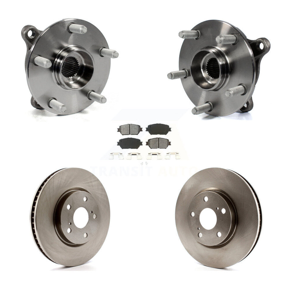 Front Hub Bearing Assembly With Disc Brake Rotors And Semi-Metallic Pads Kit (5Pc) For Lexus IS250 GS300 AWD KBB-106033