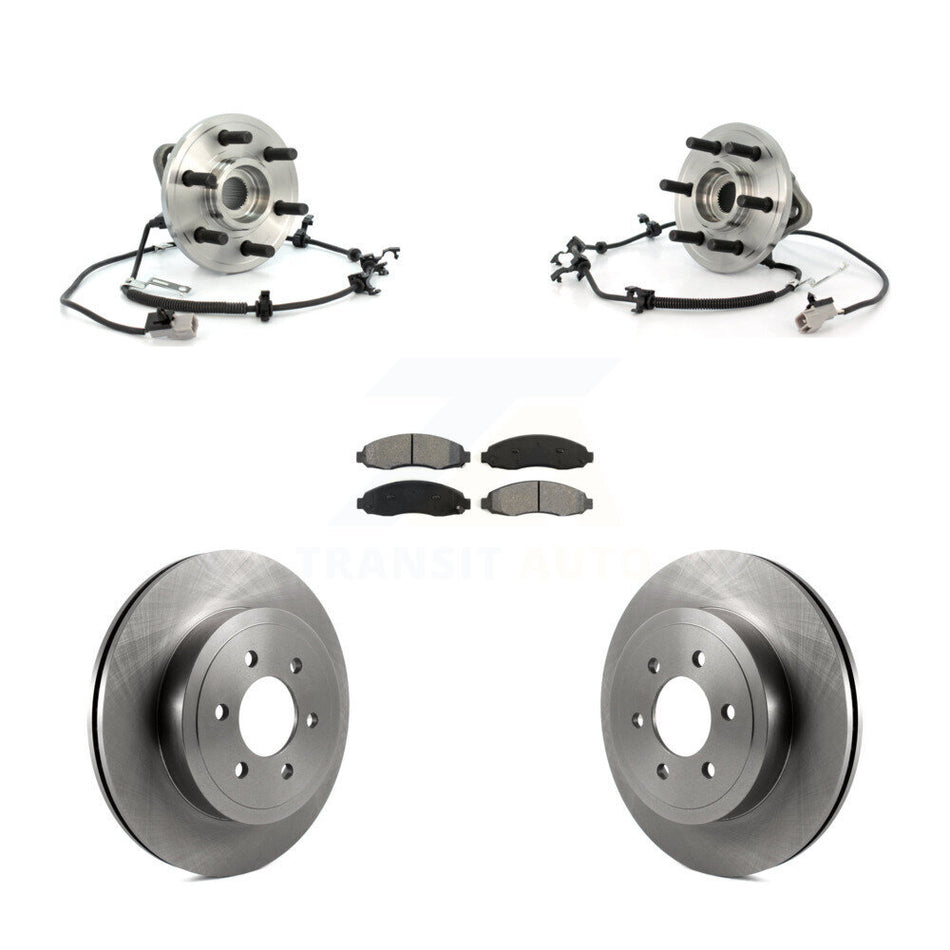 Front Hub Bearing Assembly With Disc Brake Rotors And Semi-Metallic Pads Kit For 2003-2004 Dodge Dakota 4WD with 4-Wheel ABS KBB-106042