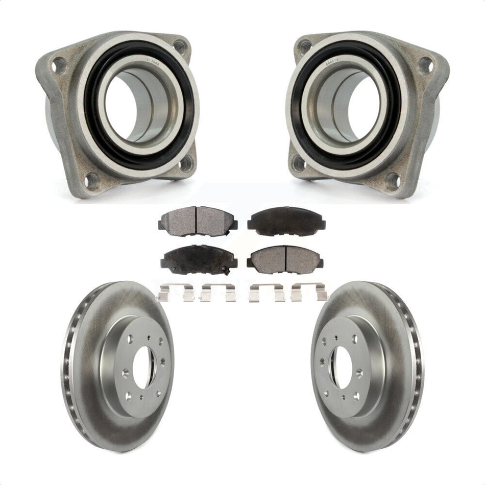 Front Wheel Bearing With Coated Disc Brake Rotors And Semi-Metallic Pads Kit For 1998-1999 Acura CL 2.3L Module KBB-106067