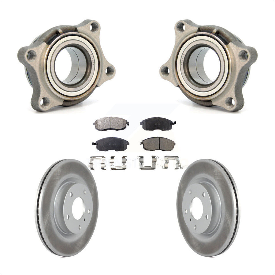 Front Wheel Bearing With Coated Disc Brake Rotors And Semi-Metallic Pads Kit For 2005 INFINITI G35 AWD Module KBB-106068