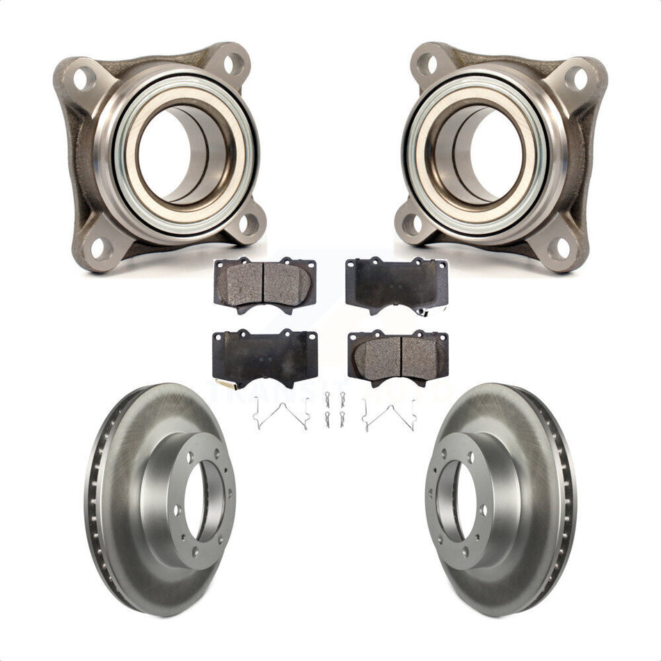 Front Wheel Bearing With Coated Disc Brake Rotors And Semi-Metallic Pads Kit For Toyota Tacoma FJ Cruiser RWD KBB-106072