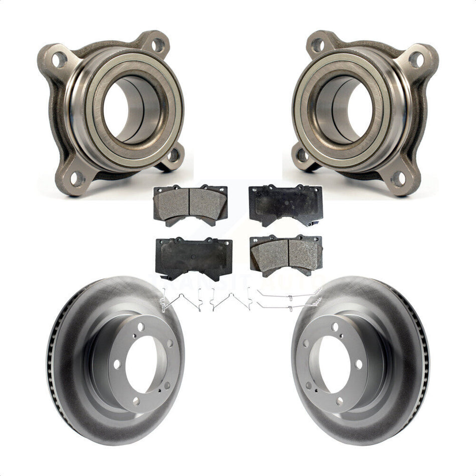 Front Wheel Bearing With Coated Disc Brake Rotors And Semi-Metallic Pads Kit For Toyota Tundra Sequoia Lexus LX570 Module KBB-106074