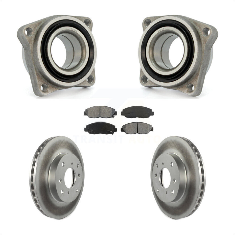 Front Wheel Bearing With Coated Disc Brake Rotors And Semi-Metallic Pads Kit For 1998-1999 Acura CL 2.3L Module KBB-106076