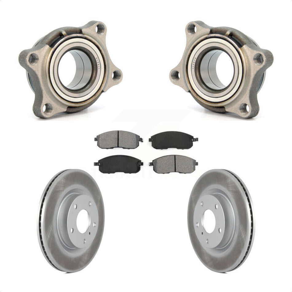 Front Wheel Bearing With Coated Disc Brake Rotors And Semi-Metallic Pads Kit For 2005 INFINITI G35 AWD Module KBB-106077