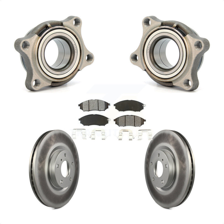 Front Wheel Bearing With Coated Disc Brake Rotors And Semi-Metallic Pads Kit For 2006 INFINITI G35 AWD Module KBB-106078