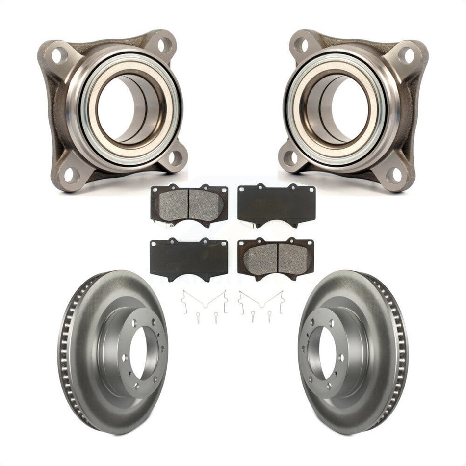 Front Wheel Bearing With Coated Disc Brake Rotors And Semi-Metallic Pads Kit For 2010-2022 Toyota 4Runner RWD Module KBB-106082