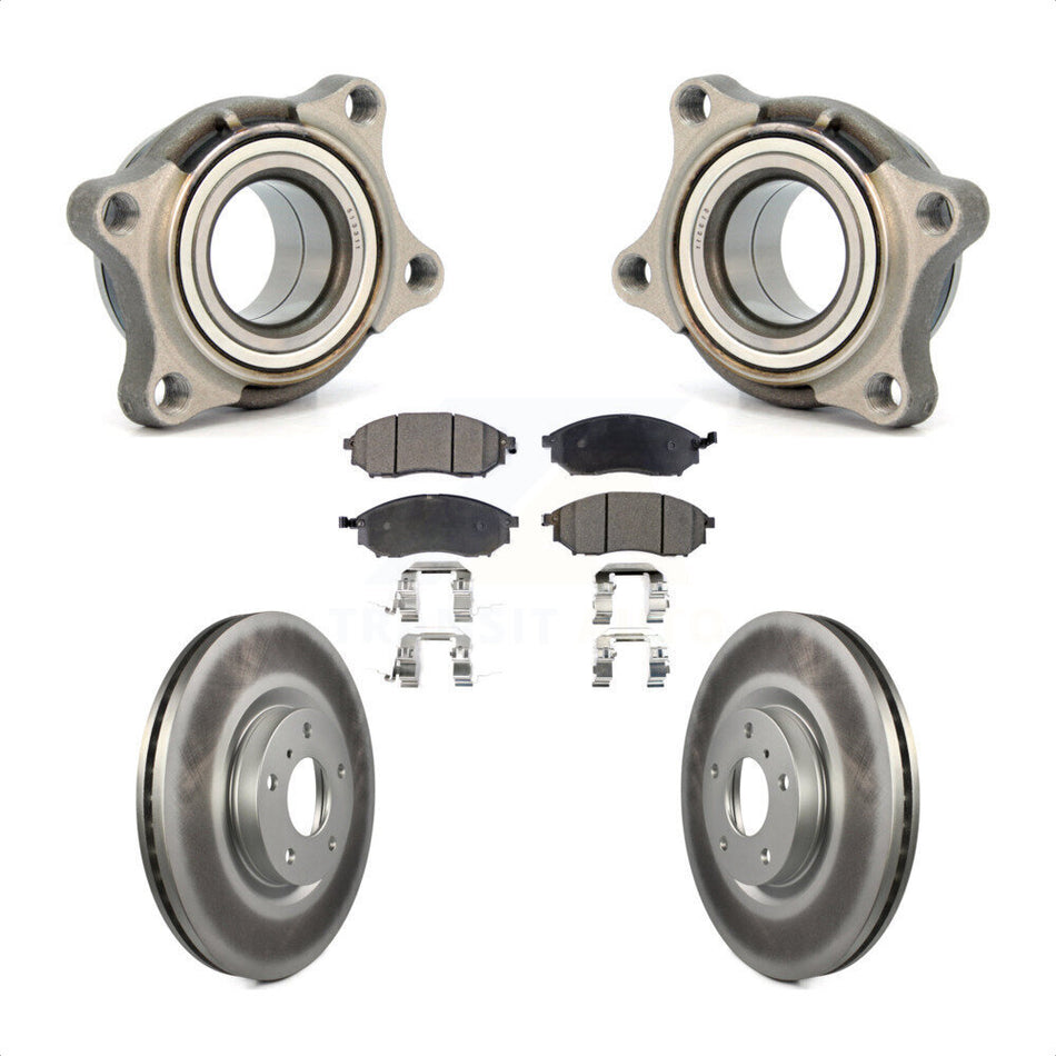 Front Wheel Bearing With Coated Disc Brake Rotors And Ceramic Pads Kit For 2006 INFINITI G35 AWD Module KBB-106088