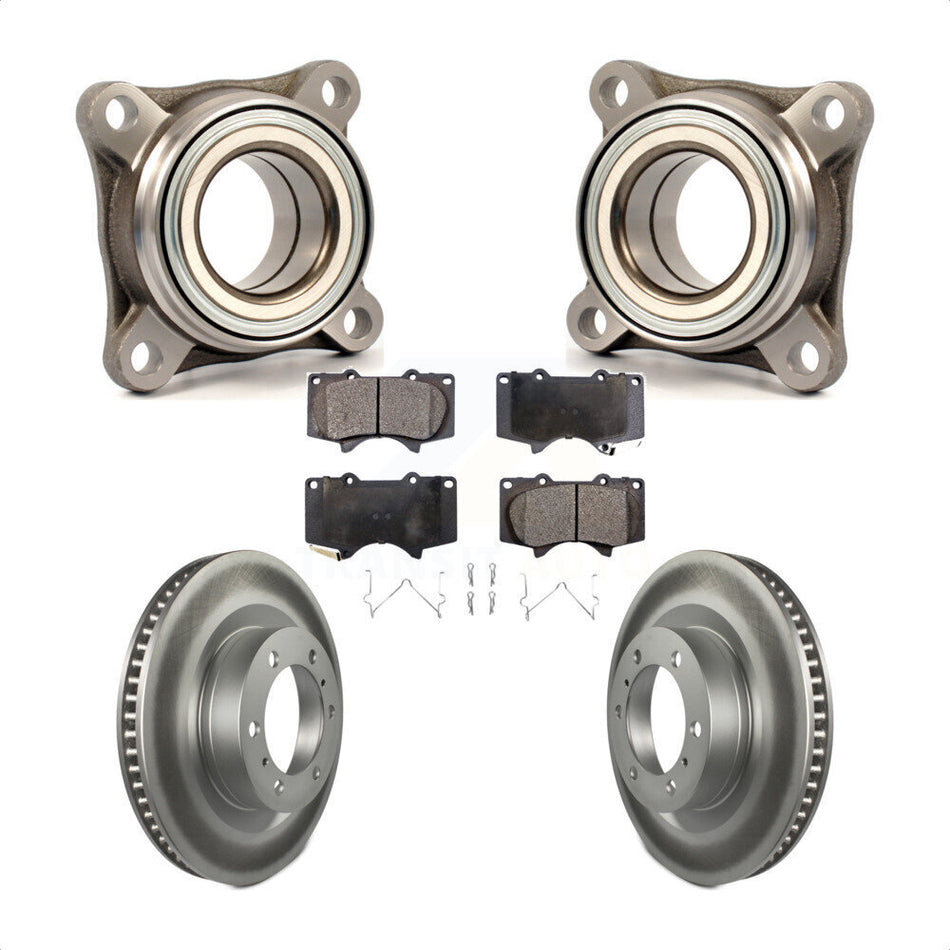 Front Wheel Bearing With Coated Disc Brake Rotors And Ceramic Pads Kit For 2010-2022 Toyota 4Runner RWD Module KBB-106092