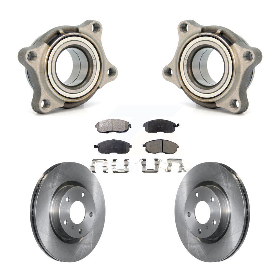 Front Wheel Bearing With Disc Brake Rotors And Semi-Metallic Pads Kit For 2005 INFINITI G35 AWD Module KBB-106098