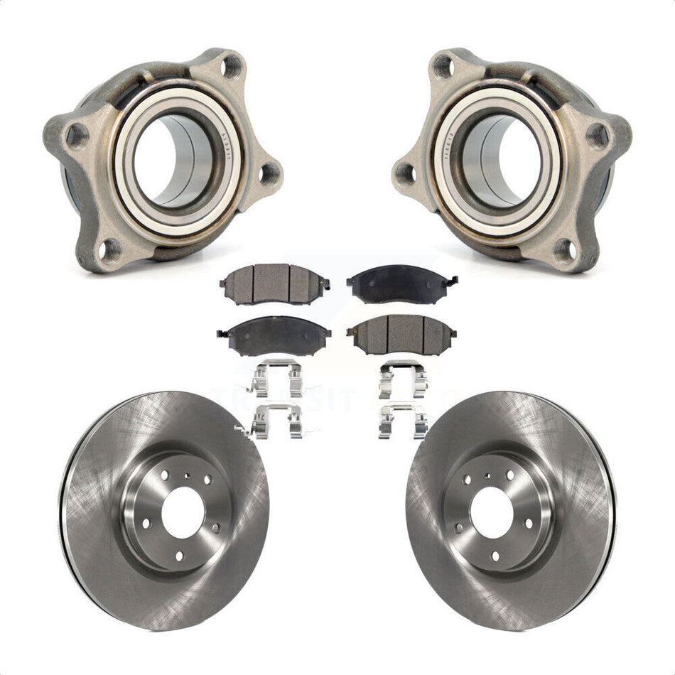 Front Wheel Bearing With Disc Brake Rotors And Semi-Metallic Pads Kit For 2006 INFINITI G35 AWD Module KBB-106099