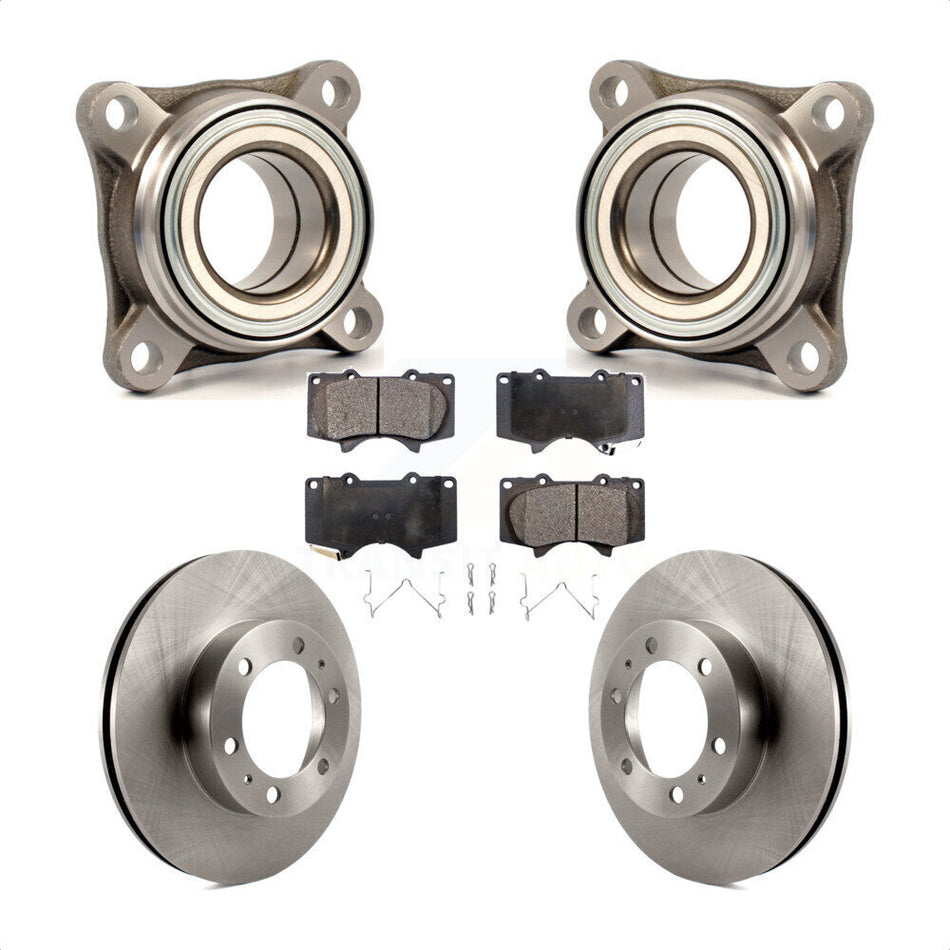 Front Wheel Bearing With Disc Brake Rotors And Semi-Metallic Pads Kit For Toyota Tacoma FJ Cruiser RWD KBB-106102