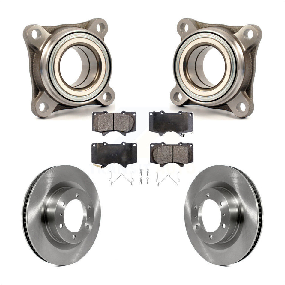 Front Wheel Bearing With Disc Brake Rotors And Semi-Metallic Pads Kit For 2010-2022 Toyota 4Runner RWD Module KBB-106103