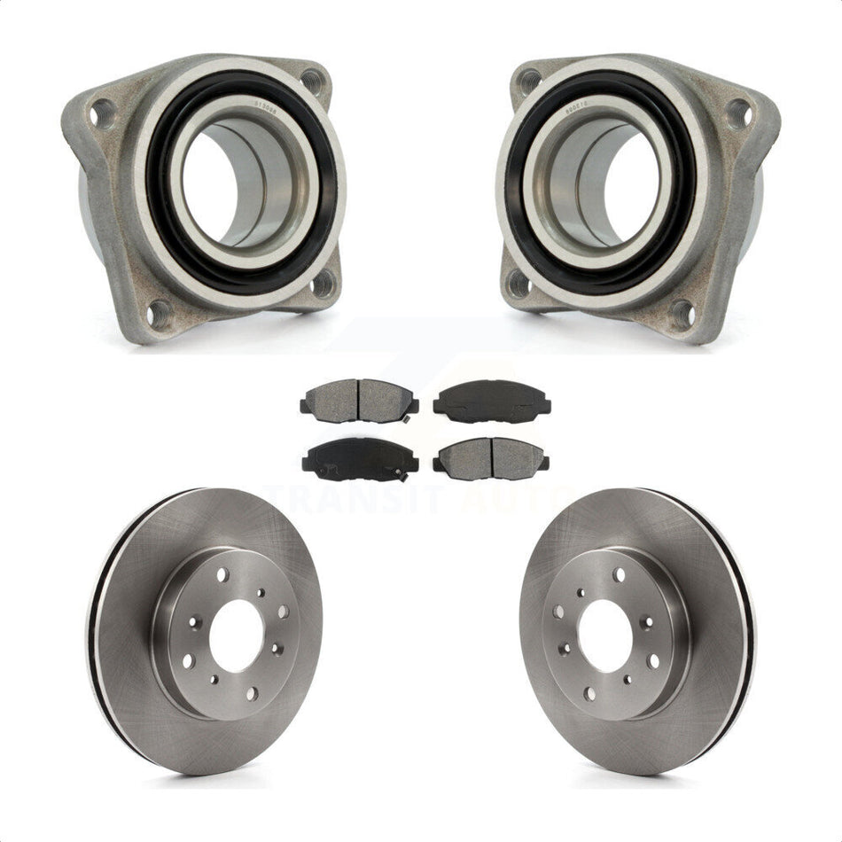 Front Wheel Bearing With Disc Brake Rotors And Semi-Metallic Pads Kit For 1998-1999 Acura CL 2.3L Module KBB-106108