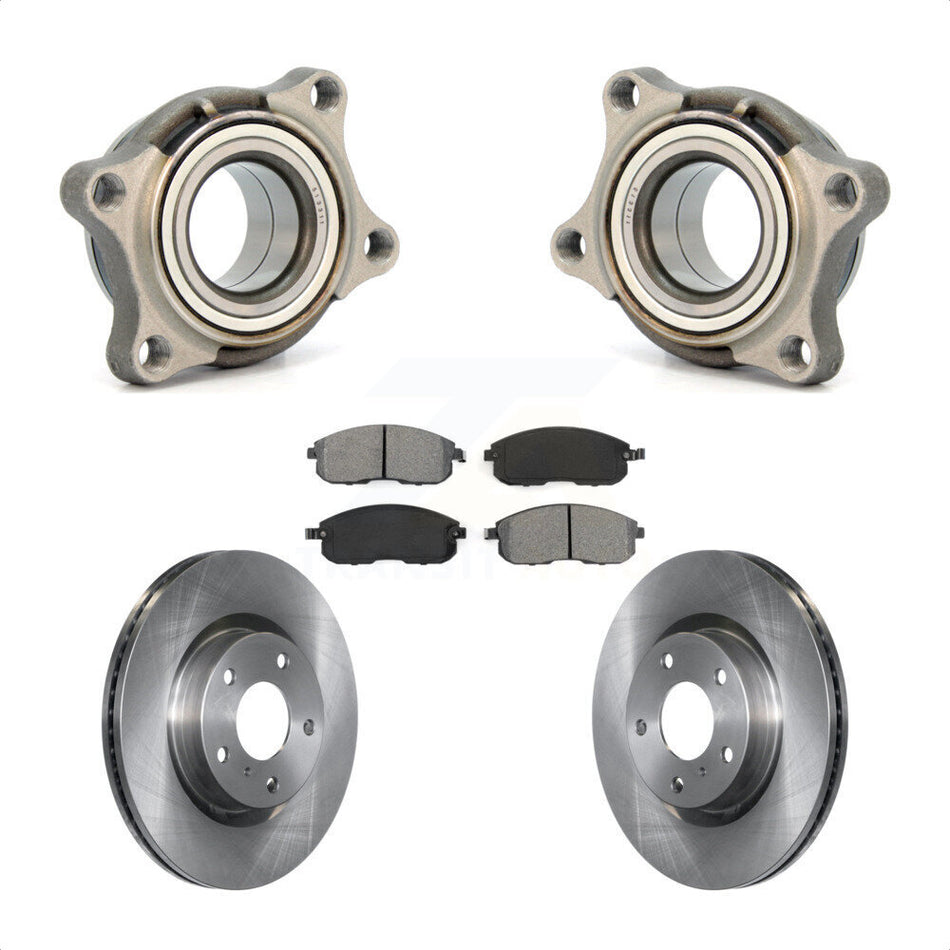 Front Wheel Bearing With Disc Brake Rotors And Semi-Metallic Pads Kit For 2005 INFINITI G35 AWD Module KBB-106109