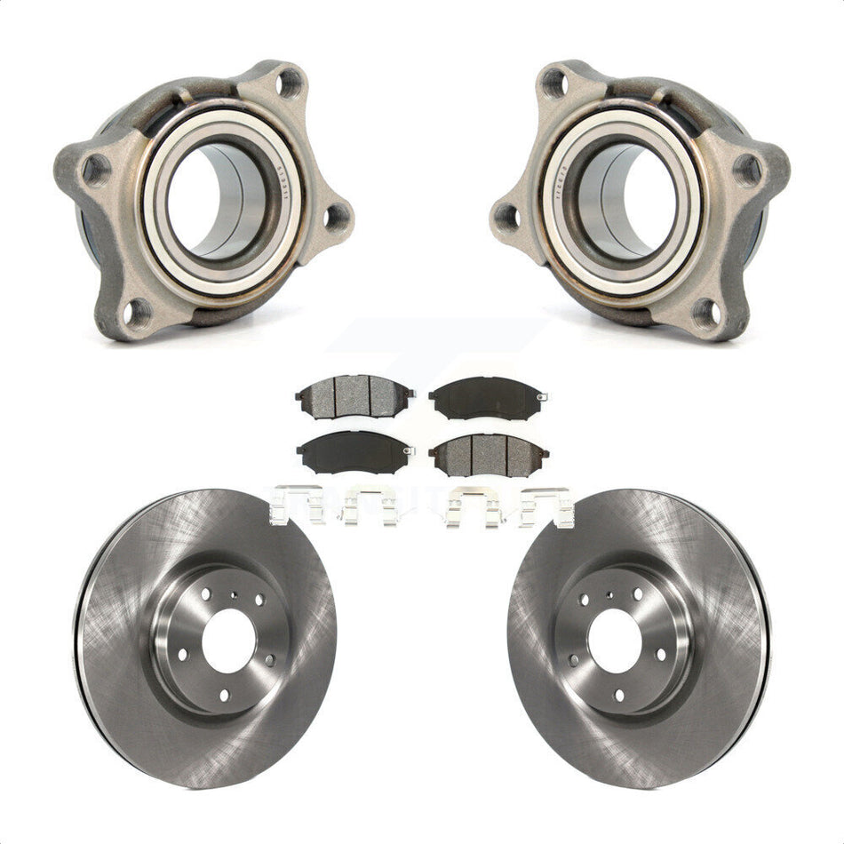 Front Wheel Bearing With Disc Brake Rotors And Semi-Metallic Pads Kit For 2006 INFINITI G35 AWD Module KBB-106110