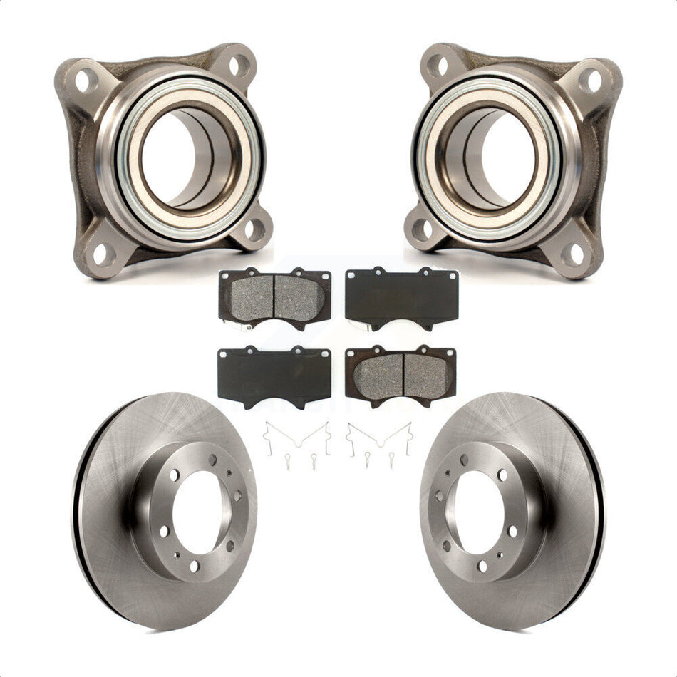 Front Wheel Bearing With Disc Brake Rotors And Semi-Metallic Pads Kit For Toyota Tacoma FJ Cruiser RWD KBB-106113