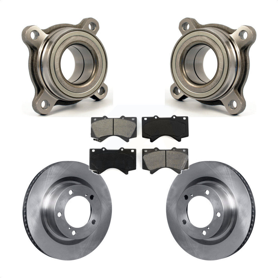 Front Wheel Bearing With Disc Brake Rotors And Semi-Metallic Pads Kit For Toyota Tundra Sequoia Lexus LX570 Module KBB-106115
