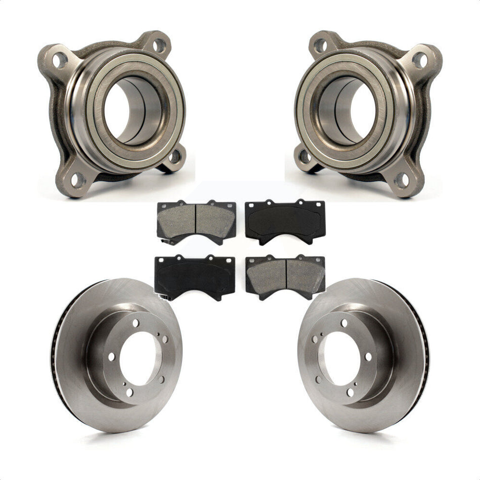 Front Wheel Bearing With Disc Brake Rotors And Semi-Metallic Pads Kit For Lexus LX570 Toyota Land Cruiser Module KBB-106116